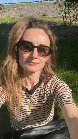 Woman relaxes on grass in Kryvyi Rih park