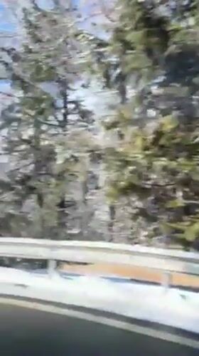 Winter mountain scenery recorded along Swiss Alpine road