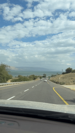 Vehicle travels two-lane road in northern Israel