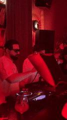 DJ duo performs at red-lit Yerevan nightclub
