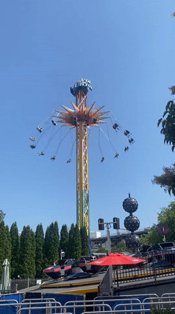Busy summer afternoon at La Ronde amusement park, Montreal