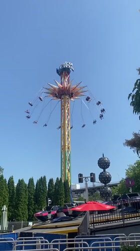 Busy summer afternoon at La Ronde amusement park, Montreal