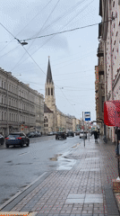 Early morning rain scenes documented across Saint Petersburg