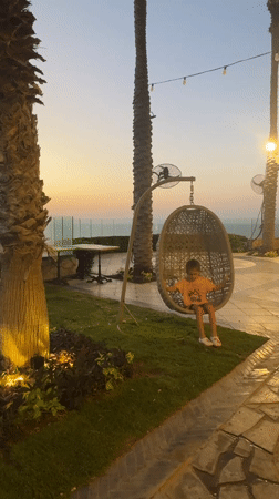 Sunset evening at a Netanya beachfront terrace