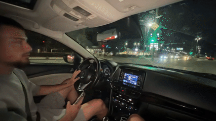 Nighttime drive through Plovdiv streets, Bulgaria