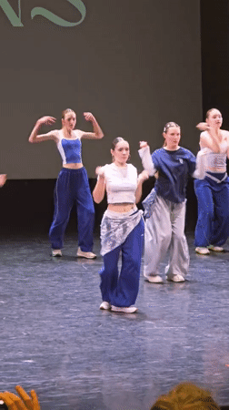 Dance group performs on stage in Khimki, Russia