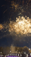 Nighttime fireworks display lights up the sky over Lida