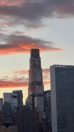 Dramatic sunset illuminates NYC skyline in multiple witness videos