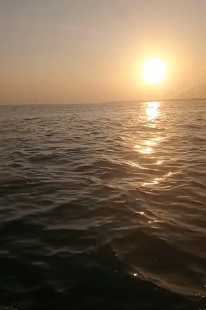 Fishing boats at sea off East Java at sunset