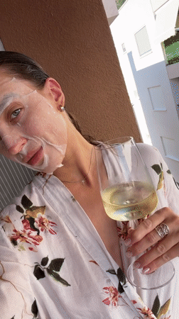 Sheet mask and wine evening on Budva balcony