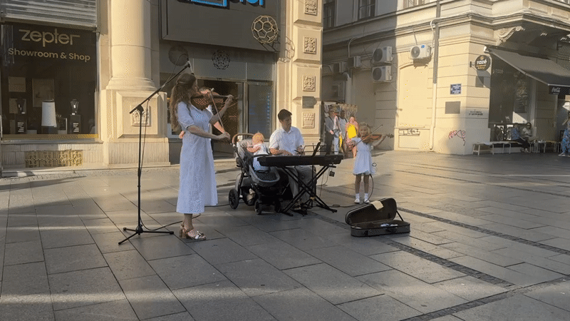 Live music and street art on Belgrade's Knez Mihailova Street