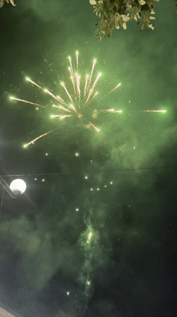 Fireworks light up the sky over Mursalevo on a summer evening