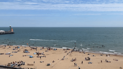 Busy summer day on Bournemouth Beach