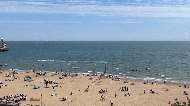 Busy summer day on Bournemouth Beach