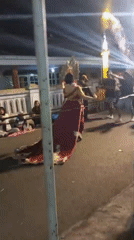 Traditional cultural procession through the streets of Langlang at night