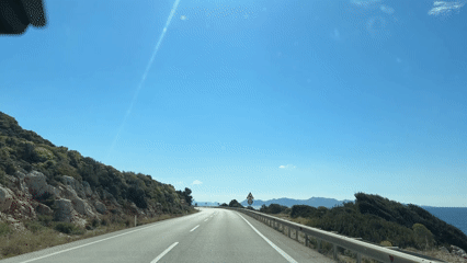 Morning drive captured on scenic coastal road in Kaş