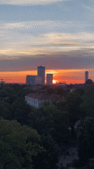 Colorful sunset observed over Belgrade's Vracar district