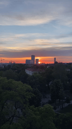 Colorful sunset observed over Belgrade's Vracar district