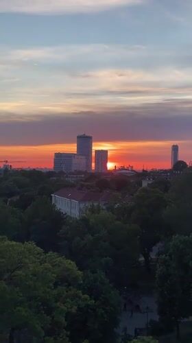 Colorful sunset observed over Belgrade's Vracar district