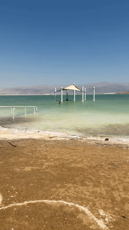 A sunny morning at the Dead Sea beach, Israel