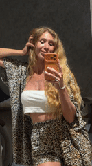 Mirror selfie and countertop still life in Chereshnya