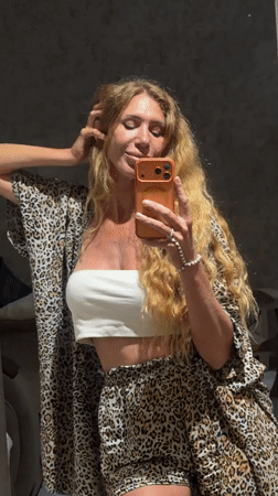 Mirror selfie and countertop still life in Chereshnya