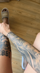 Plovdiv bedroom mirror session: pink gingham outfit and tattoos