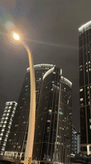 Modern apartment towers documented during night in Khimki, Russia