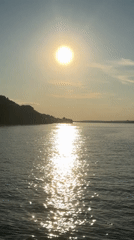 Sunset ferry crossing on the Volga near Kazan