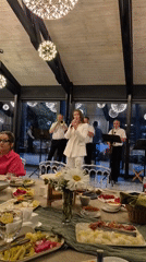 Live band, birthday cake, and celebrations at a Russian event hall
