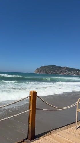 Sunny beach morning captured on video in Alanya, Turkey