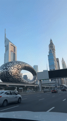 Driver captures clear-sky journey past Dubai's Museum of Future