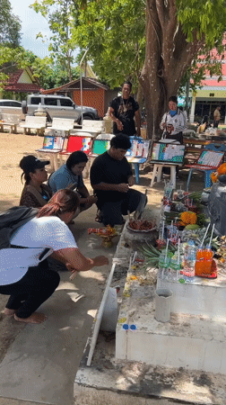 Temple visit and prayer session in Baan Harn, Thailand
