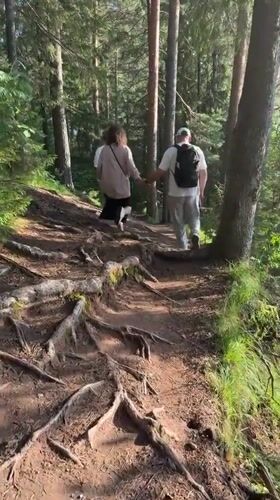 Afternoon hike through Votkinsk forest trails near Lake Vodopad