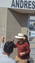 Building entrance with exit signage observed in Mariano Melgar