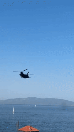 Tandem-rotor helicopter spotted flying over Redondo Beach coastline