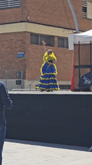 Flamenco dancer performs on outdoor stage in Cornellà De Llobregat