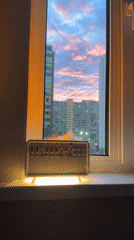 Air humidifier spotted on Russian apartment windowsill during evening
