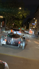 Unique three-wheeled roadster spotted during Paris night drive