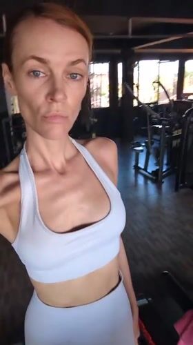 Woman records fitness session at Mengwi gym early morning