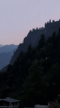 Twilight descends over Himalayan village of Vashisht, India