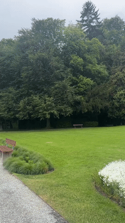 Miniature train operates at Swiss castle park in Thun