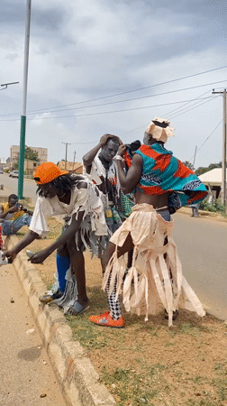 Street festival with costumed dancers unfolds in Bukuru, Nigeria