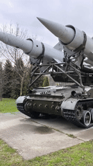 Soviet military hardware displayed at outdoor monument exhibit