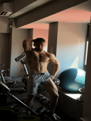Man poses at gym in Bulgarian coastal town