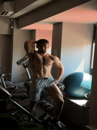 Man poses at gym in Bulgarian coastal town