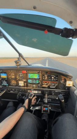 Small aircraft taxis at Coalinga airport early morning