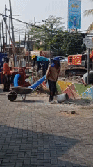 Excavation and ground work in progress at Surabaya construction site