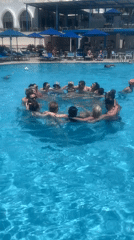 Resort guests enjoy morning aqua aerobics session in Sharm El Sheikh