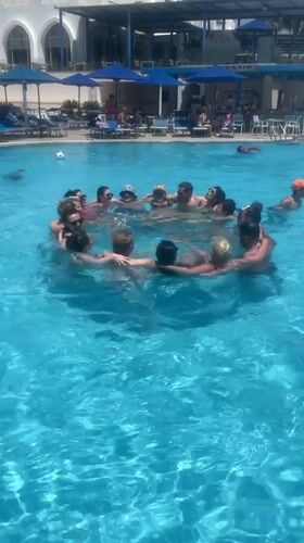 Resort guests enjoy morning aqua aerobics session in Sharm El Sheikh